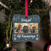 Egyedi négyzetes állatos karácsonyfadísz 3 fényképpel