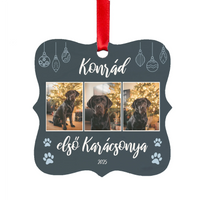 Egyedi négyzetes állatos karácsonyfadísz 3 fényképpel