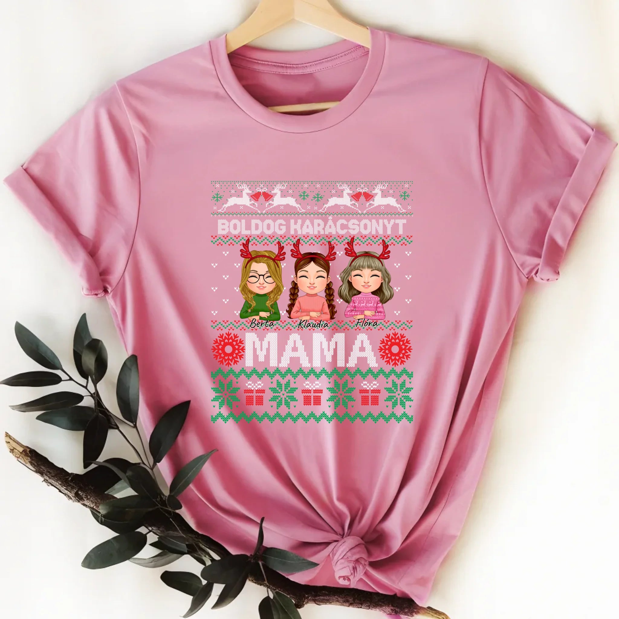 Boldog Karácsonyt Mama póló szerkeszthető karakterekkel -egyedi ajándék nagymamáknak