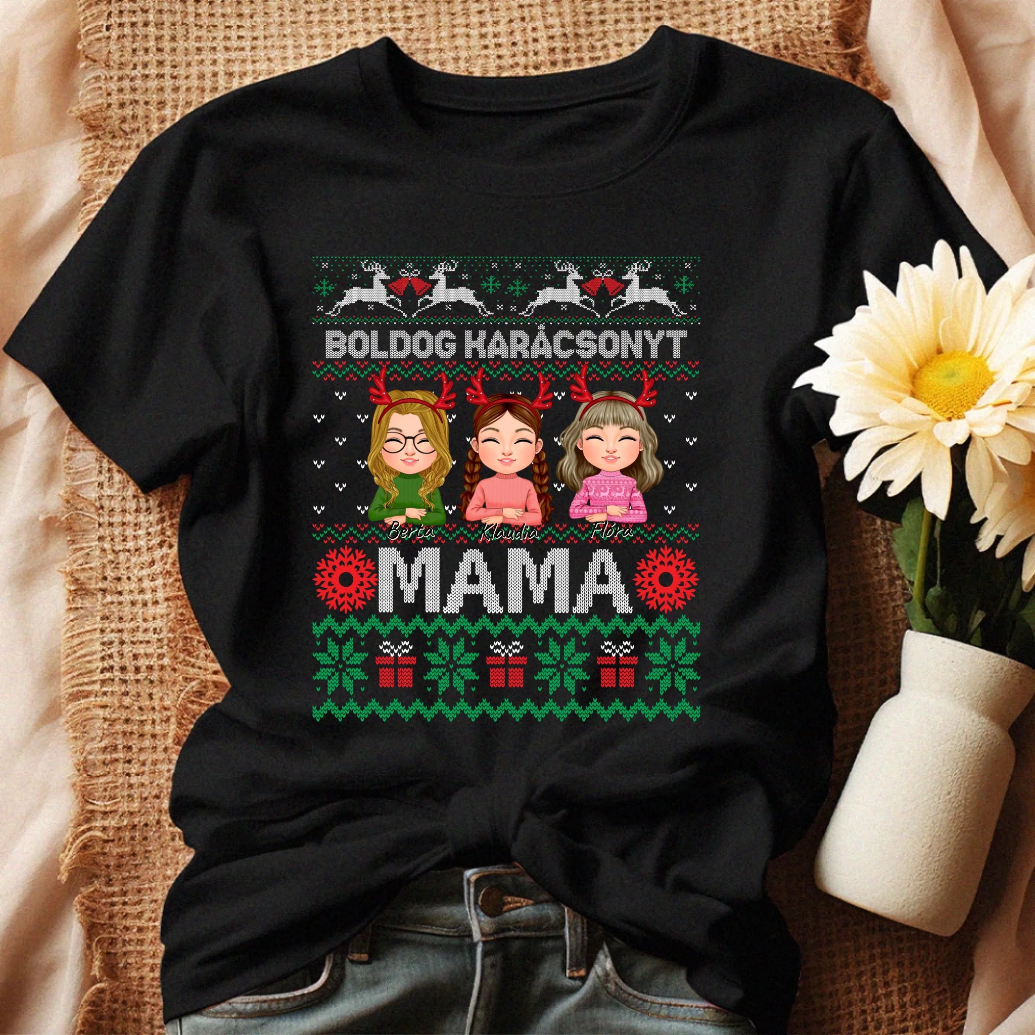 Boldog Karácsonyt Mama póló szerkeszthető karakterekkel -egyedi ajándék nagymamáknak
