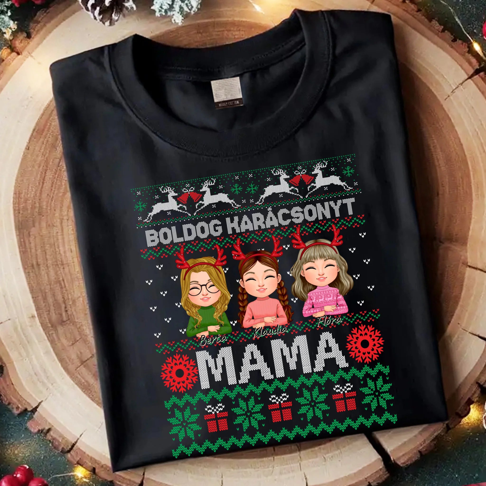 Boldog Karácsonyt Mama póló szerkeszthető karakterekkel -egyedi ajándék nagymamáknak