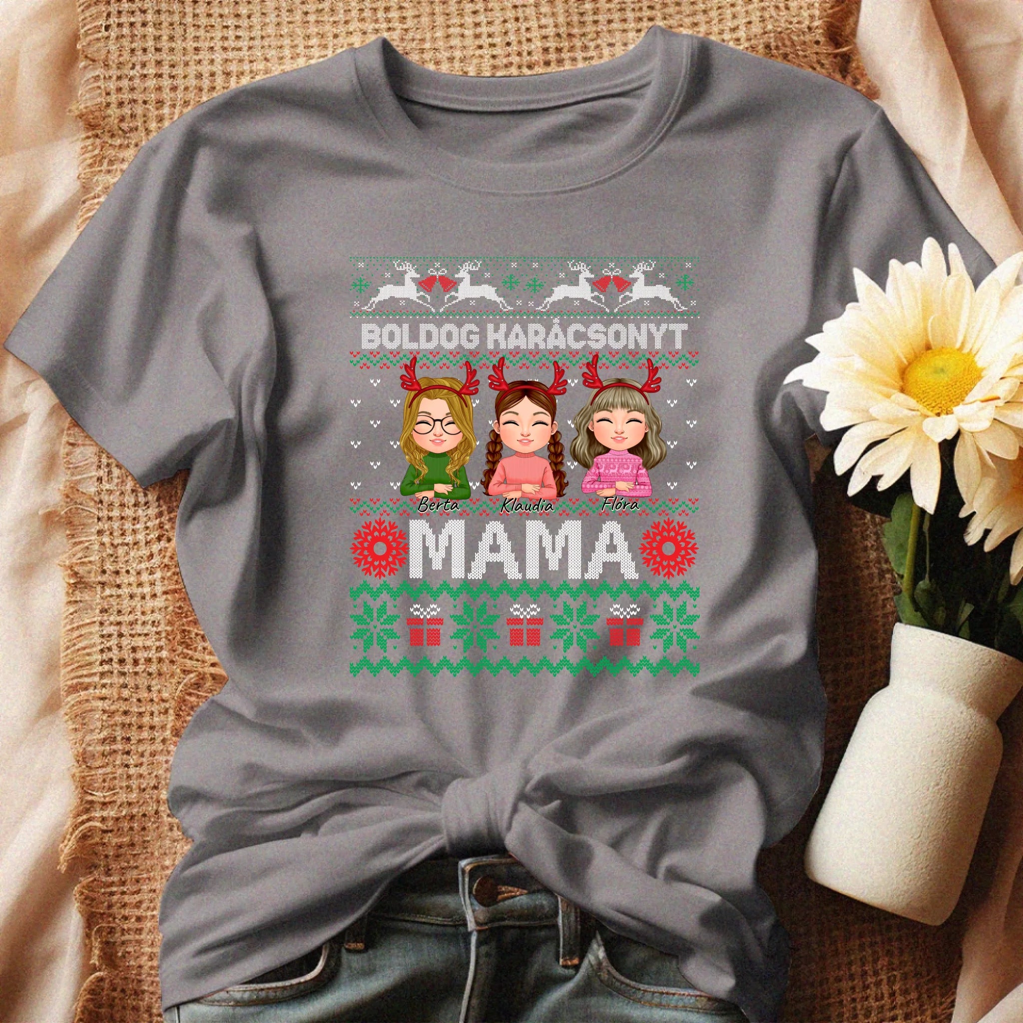 Boldog Karácsonyt Mama póló szerkeszthető karakterekkel -egyedi ajándék nagymamáknak