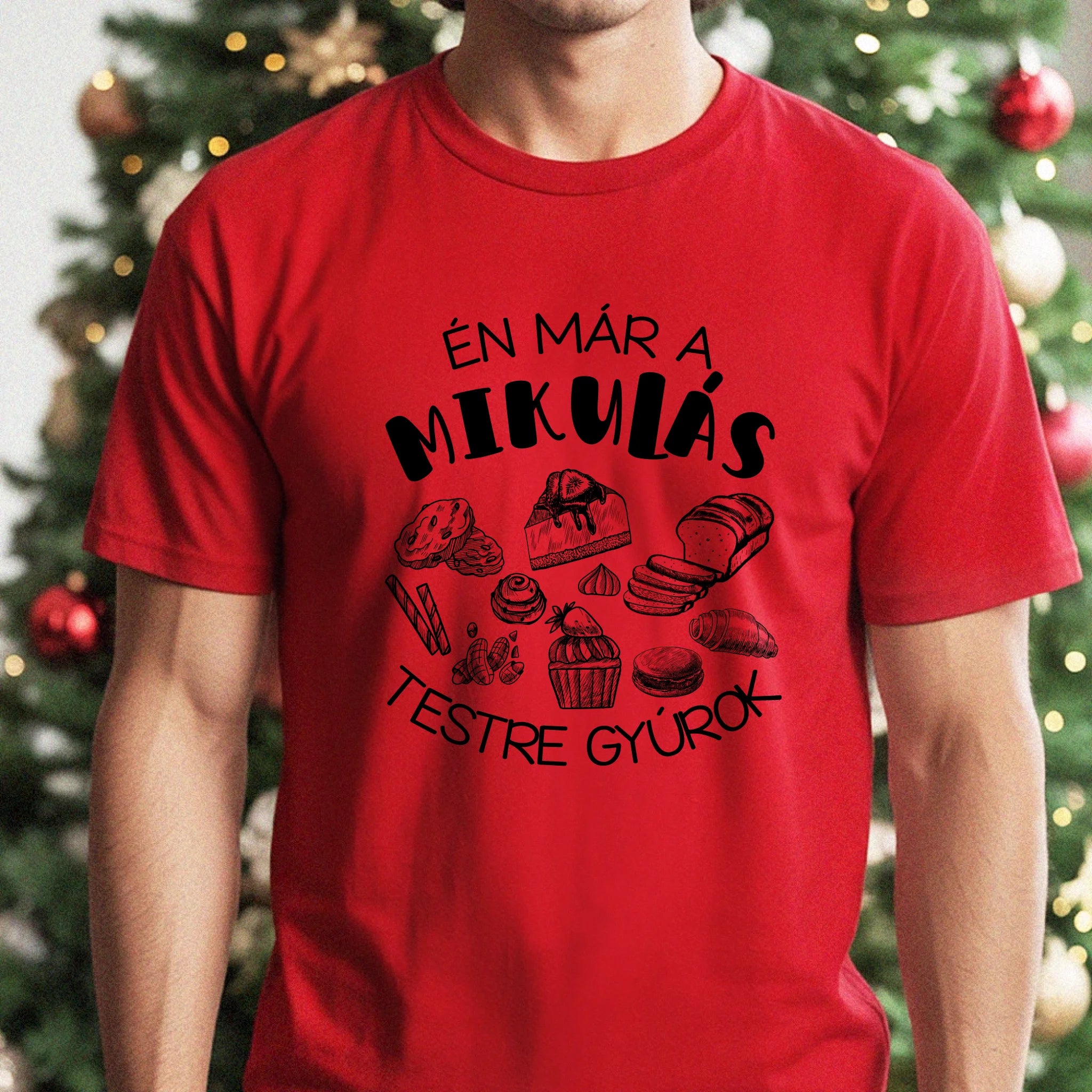 Mikulás testre gyúrok karácsonyi ajándék póló- vicces póló férfiaknak