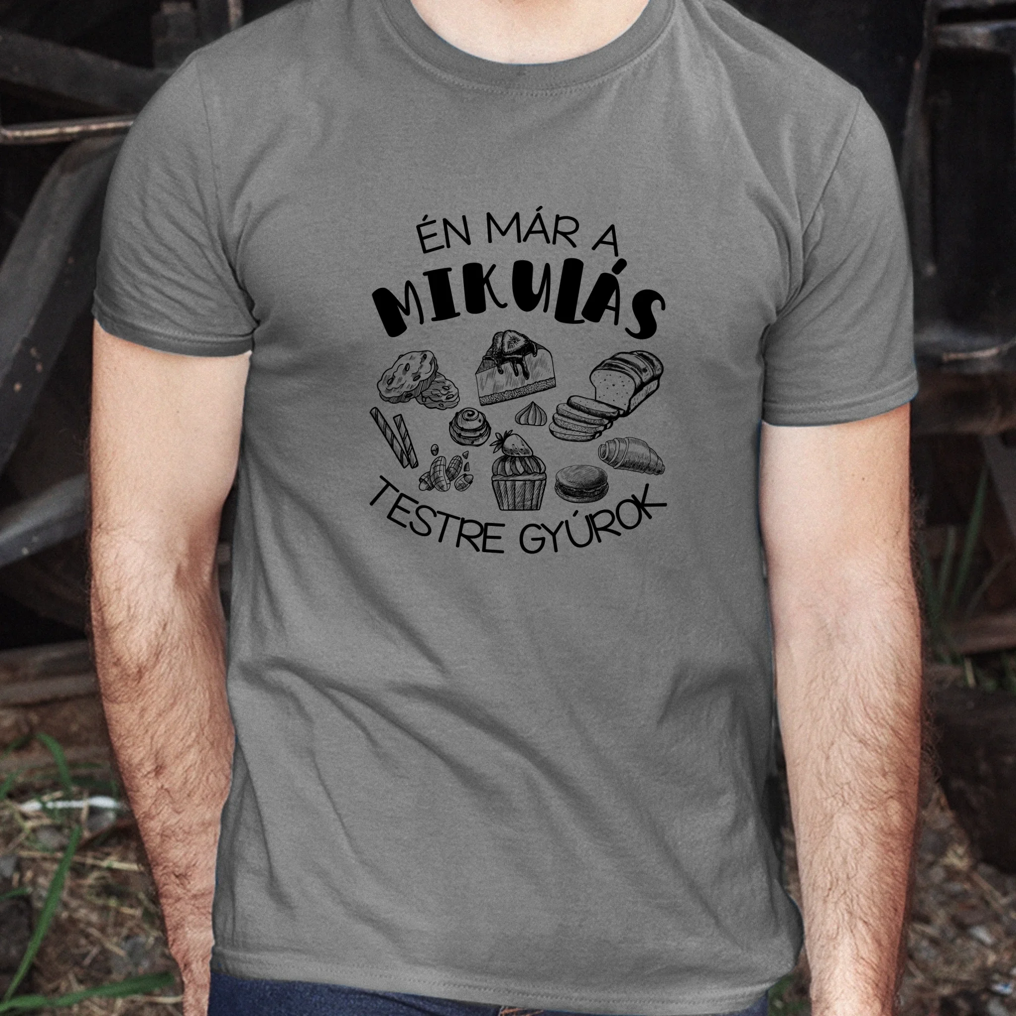 Mikulás testre gyúrok karácsonyi ajándék póló- vicces póló férfiaknak