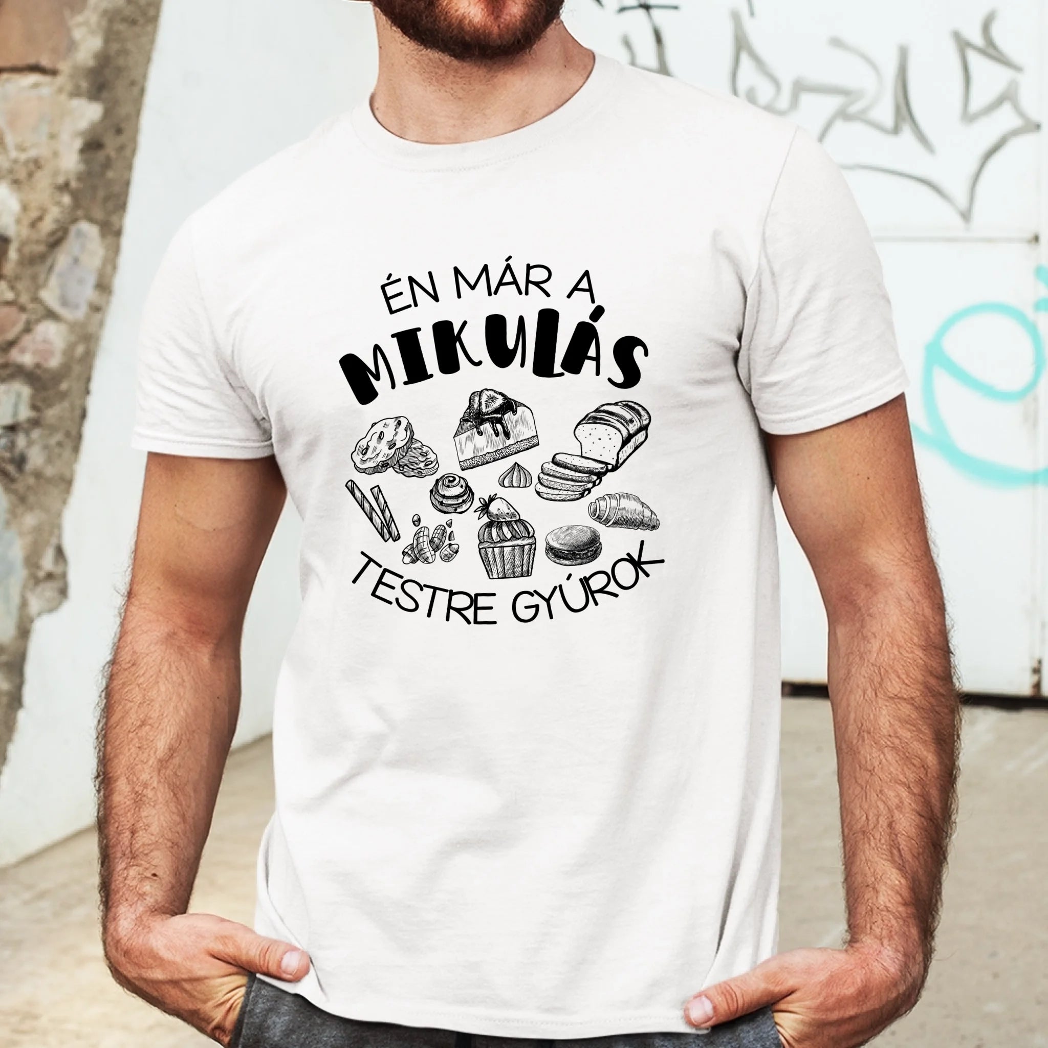 Mikulás testre gyúrok karácsonyi ajándék póló- vicces póló férfiaknak