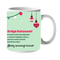 Karácsonyi bögre kollégának egyedi képpel és felirattal