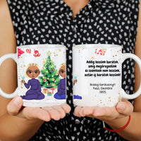 Karácsonyi bögre kollégáknak egyedi felirattal és szerkeszthető karakteretekkel