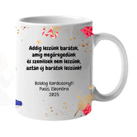Karácsonyi bögre kollégáknak egyedi felirattal és képekkel