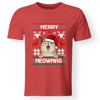 Merry Meowmass Karácsonyi Póló Gazdiknak választható macskával -egyedi ajándék férfiaknak