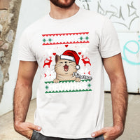 Merry Meowmass Karácsonyi Póló Gazdiknak választható macskával -egyedi ajándék férfiaknak