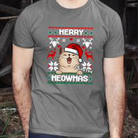 Merry Meowmass Karácsonyi Póló Gazdiknak választható macskával -egyedi ajándék férfiaknak