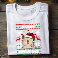 Merry Meowmass Karácsonyi Póló Gazdiknak választható macskával -egyedi ajándék férfiaknak