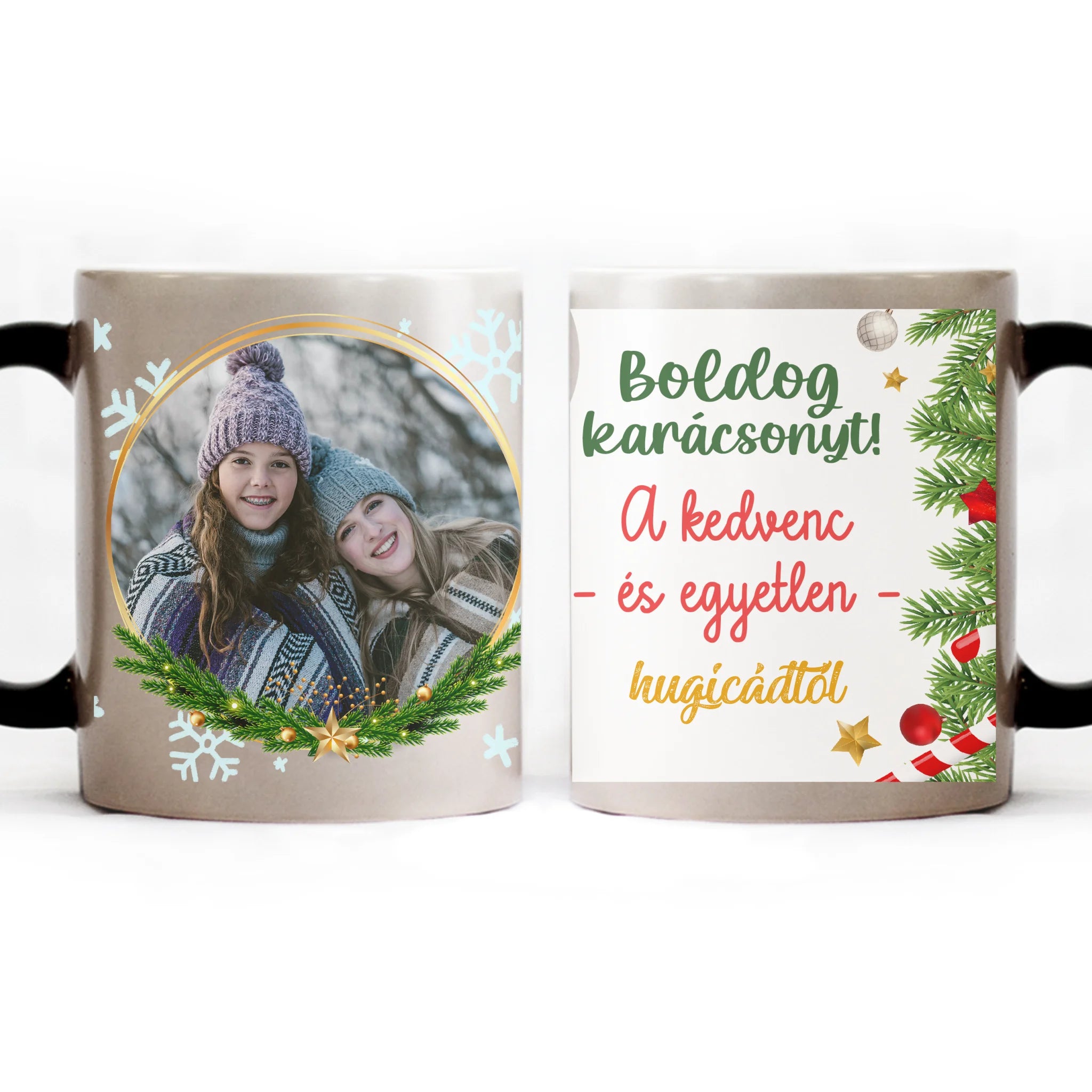 Karácsonyi bögre egy képpel és egyedi névvel