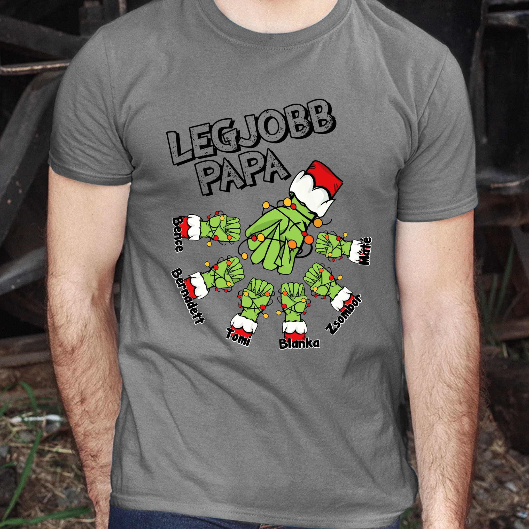 Karácsonyi ajándék papáknak - legjobb papa póló grincs verzió