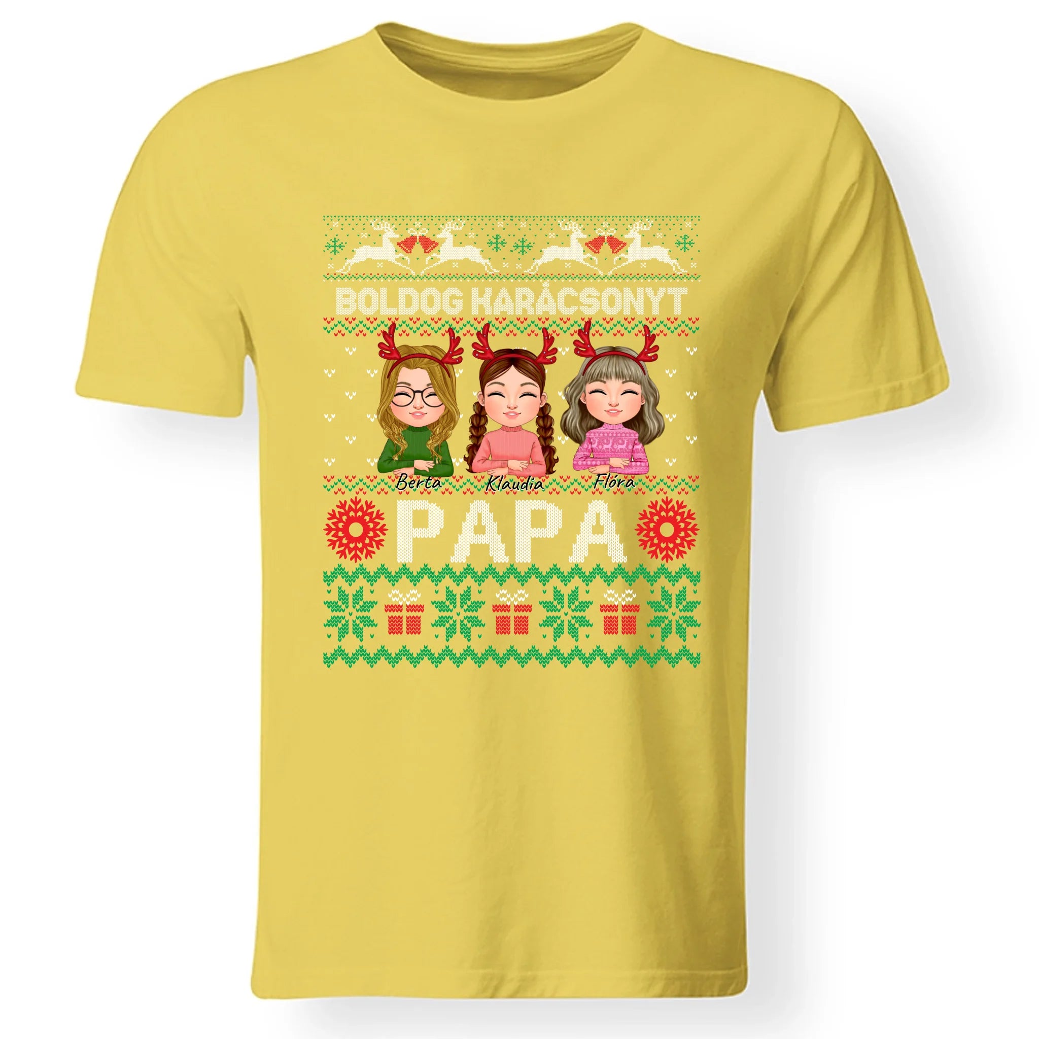 Boldog Karácsonyt Papa póló szerkeszthető karakterekkel -egyedi ajándék nagypapáknak