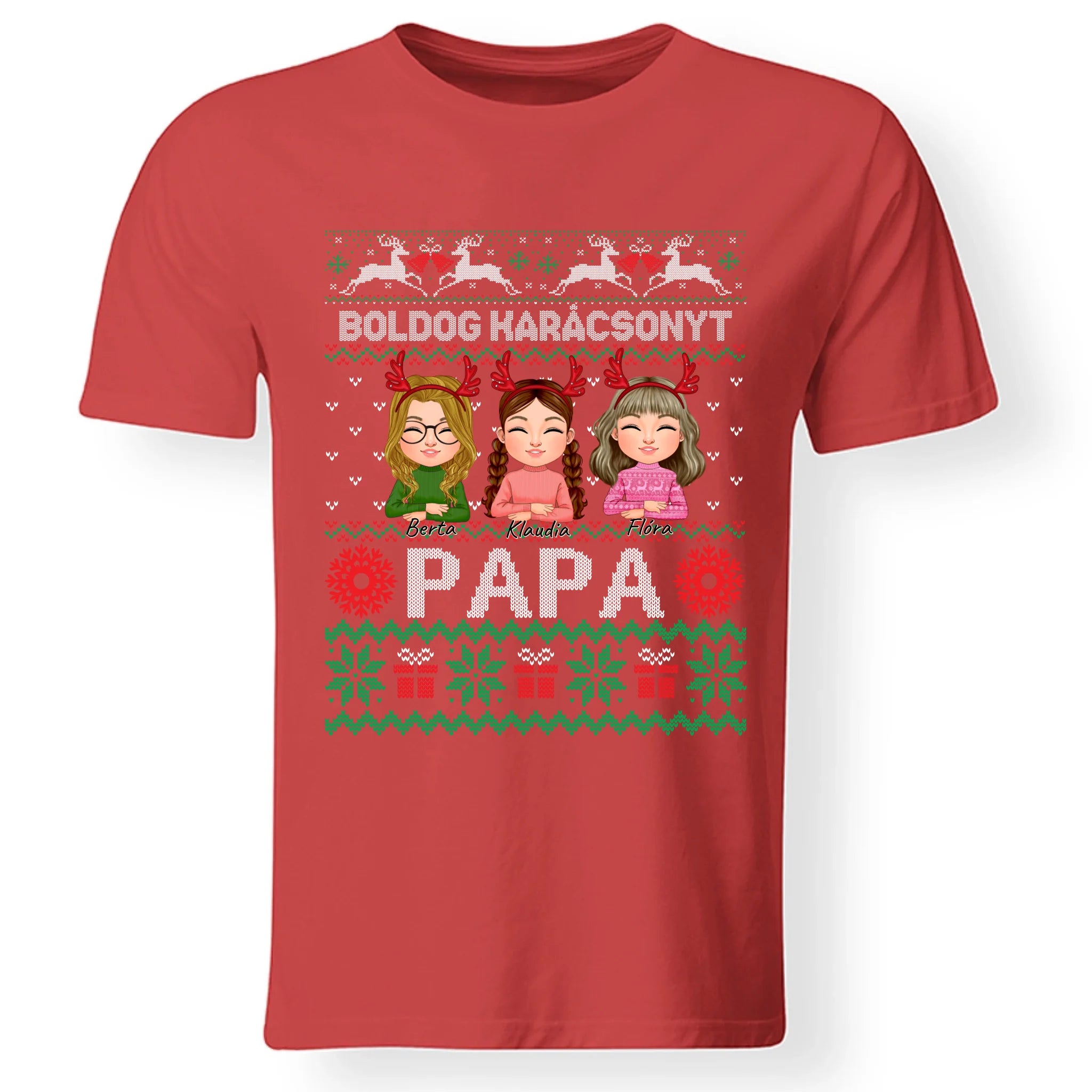 Boldog Karácsonyt Papa póló szerkeszthető karakterekkel -egyedi ajándék nagypapáknak