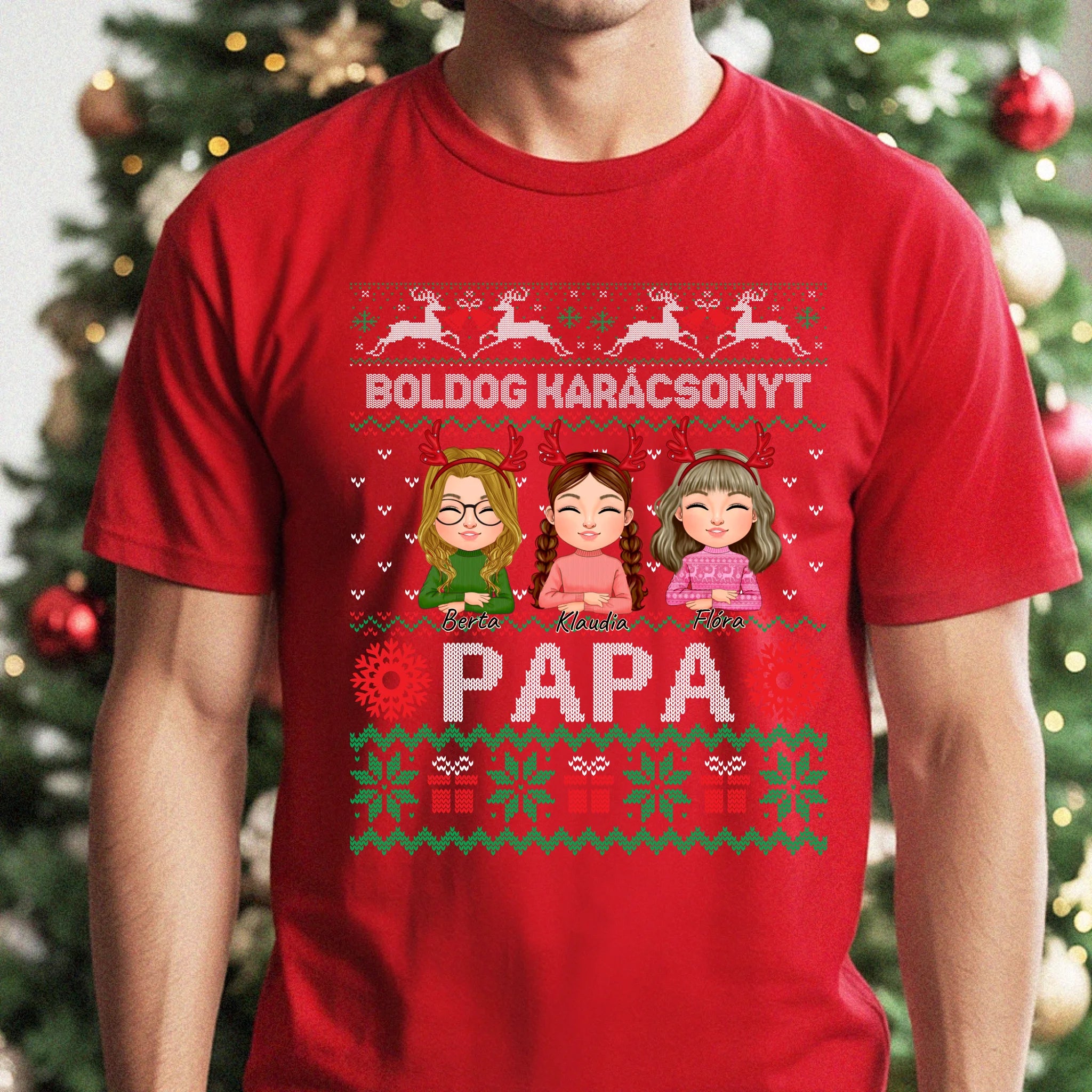 Boldog Karácsonyt Papa póló szerkeszthető karakterekkel -egyedi ajándék nagypapáknak