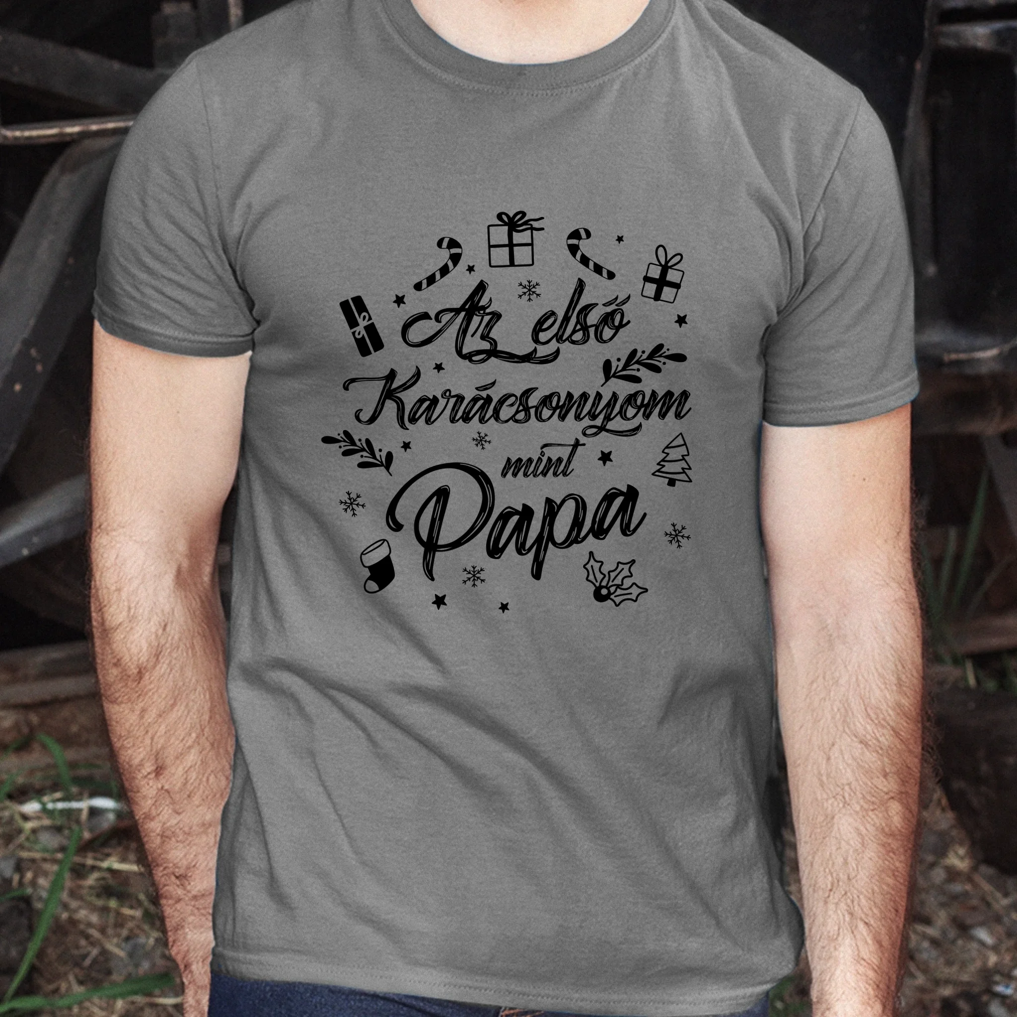 Az első karácsonyom mint papa póló -egyedi ajándék nagypapáknak