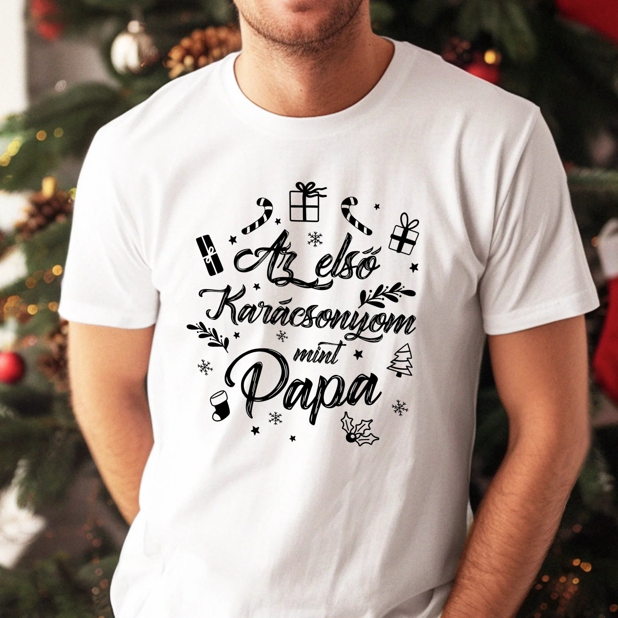 Az első karácsonyom mint papa póló -egyedi ajándék nagypapáknak