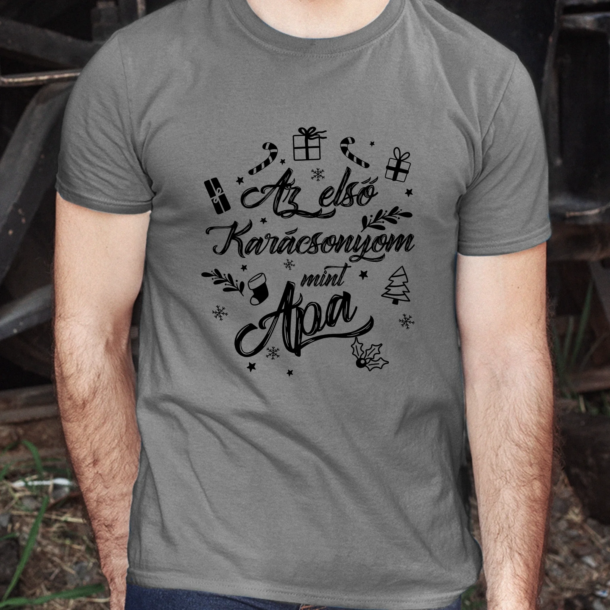 Az első karácsonyom mint apa póló -egyedi ajándék apáknak
