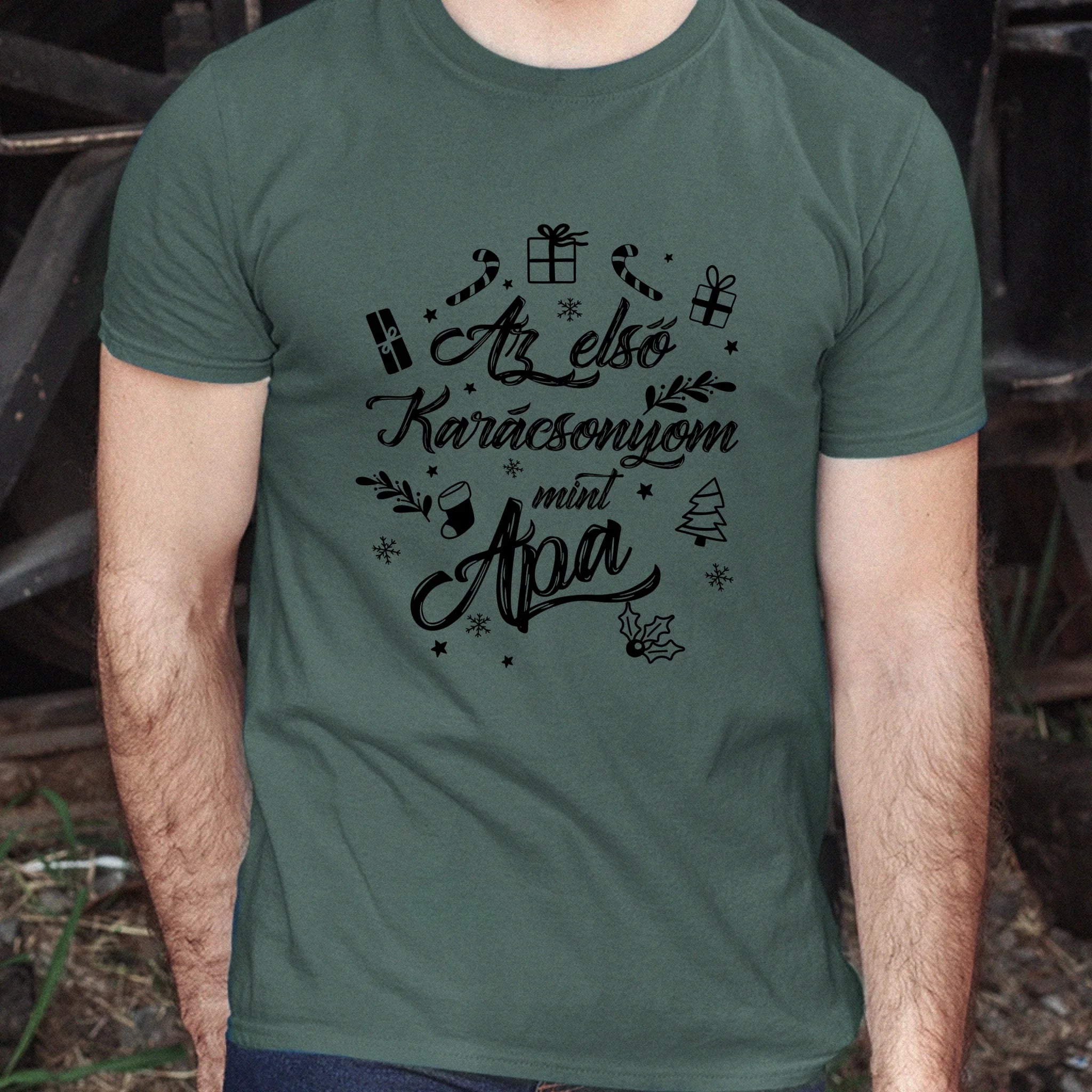 Az első karácsonyom mint apa póló -egyedi ajándék apáknak