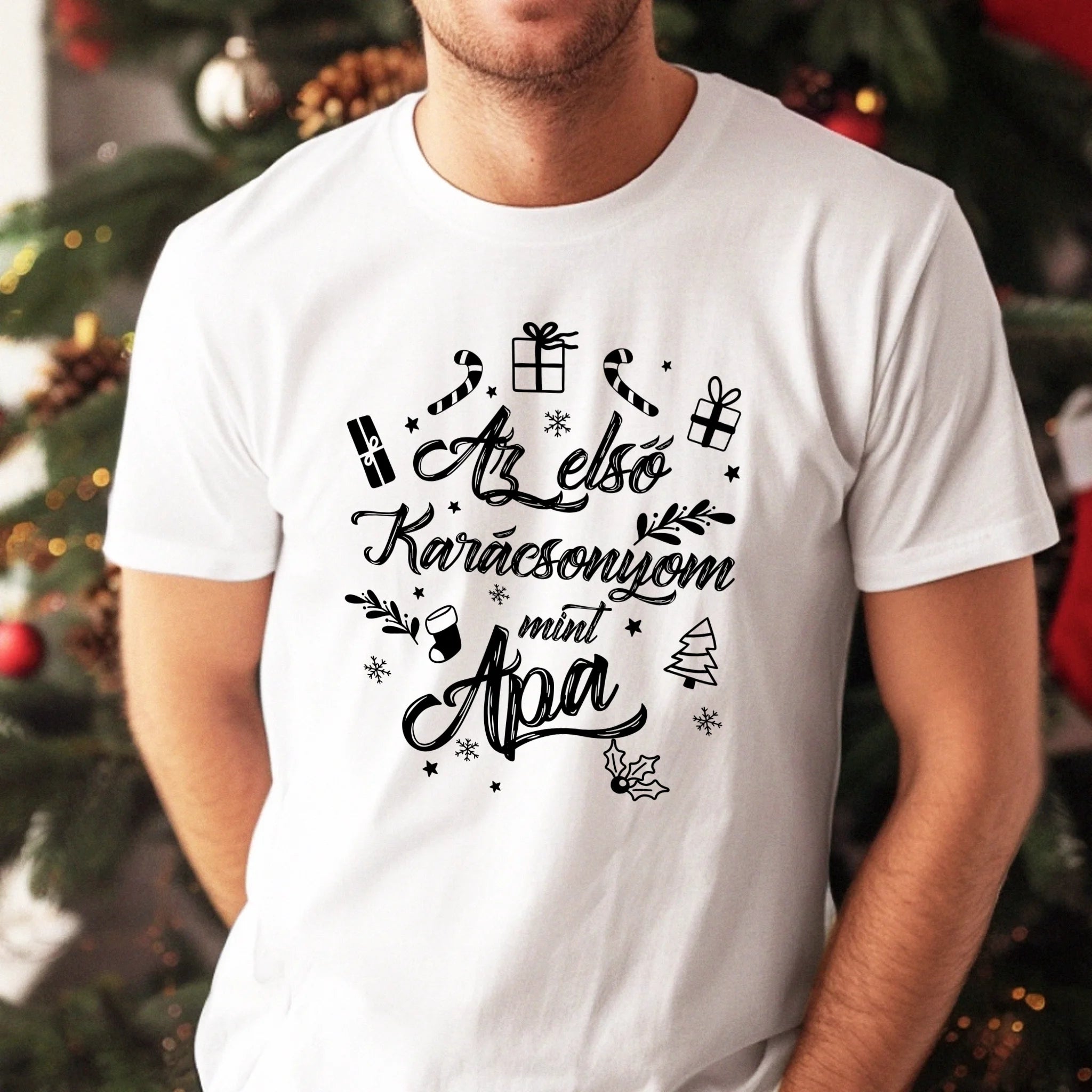 Az első karácsonyom mint papa póló -egyedi ajándék nagypapáknak