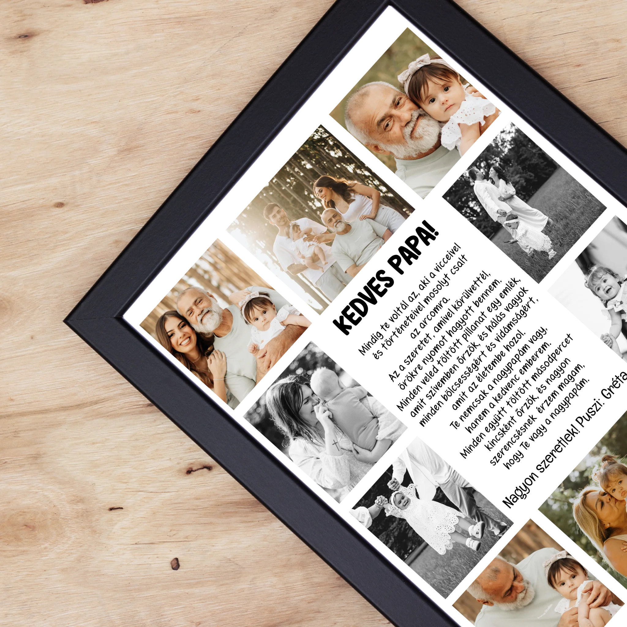 10 fényképes fotókollázs falikép - egyedi ajándék nagypapáknak