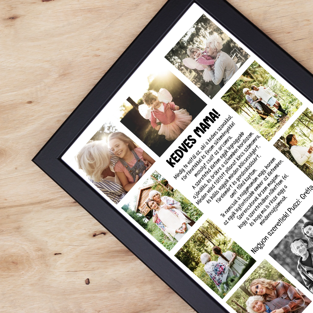 10 fényképes fotókollázs falikép - egyedi ajándék nagymamáknak