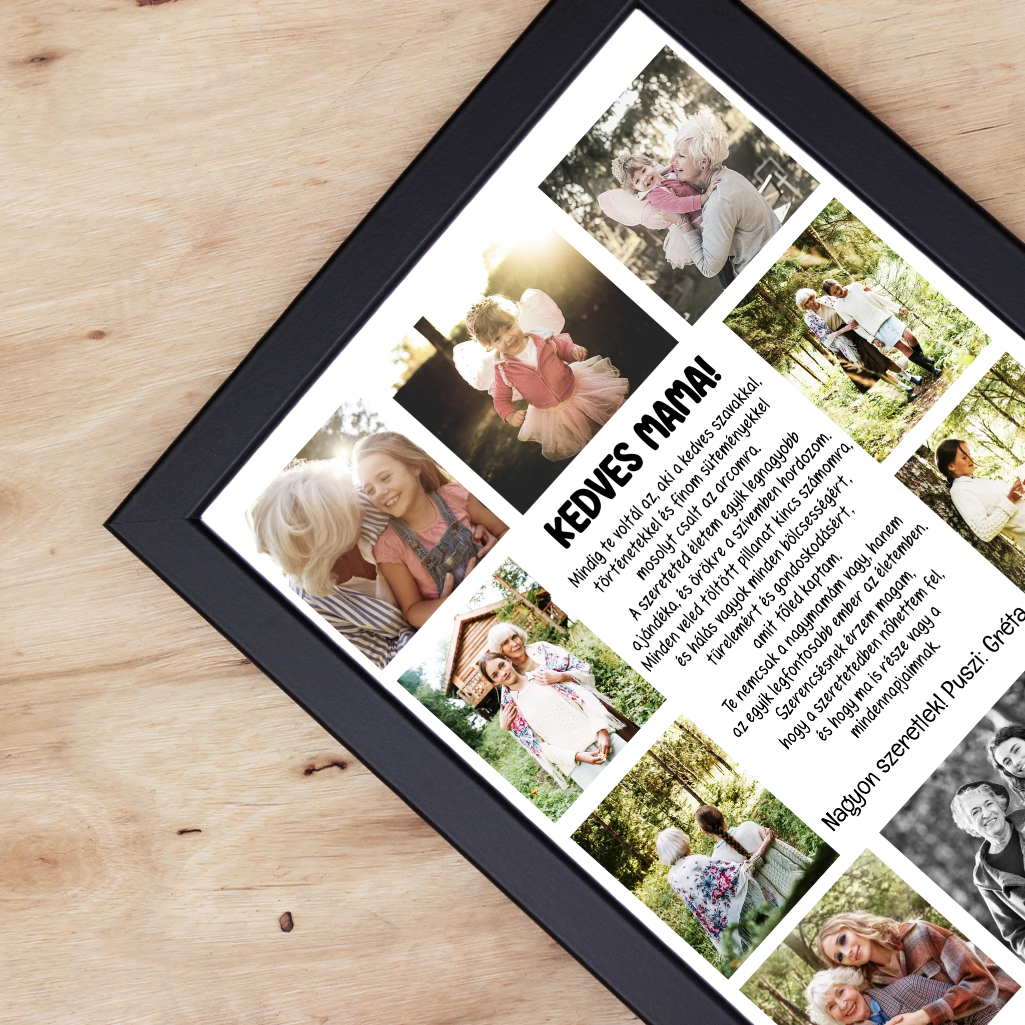 10 fényképes fotókollázs falikép - egyedi ajándék nagymamáknak