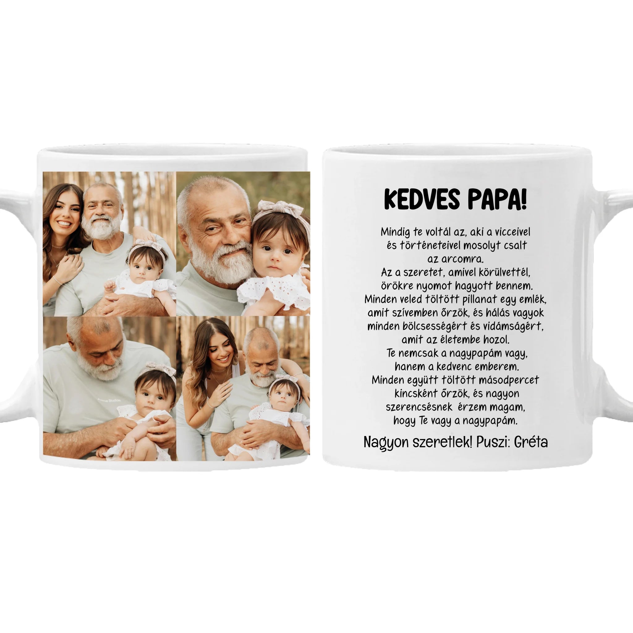 4 fényképes fotókollázs bögre - egyedi ajándék nagypapáknak