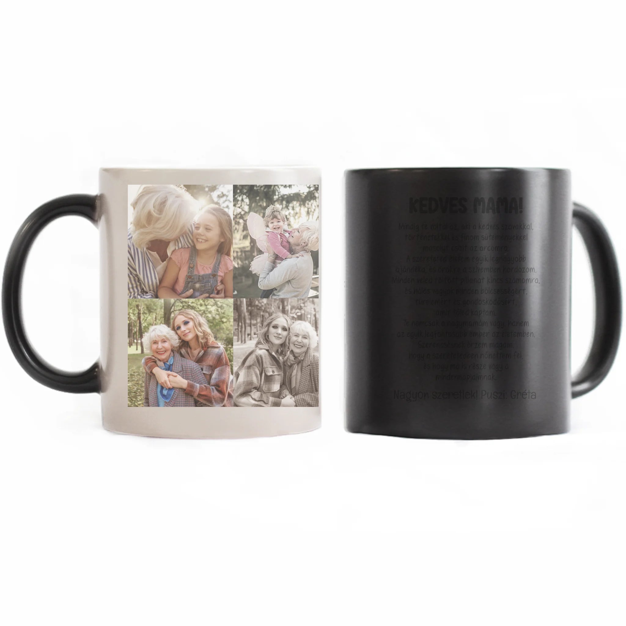 4 fényképes fotókollázs bögre - egyedi ajándék nagymamáknak