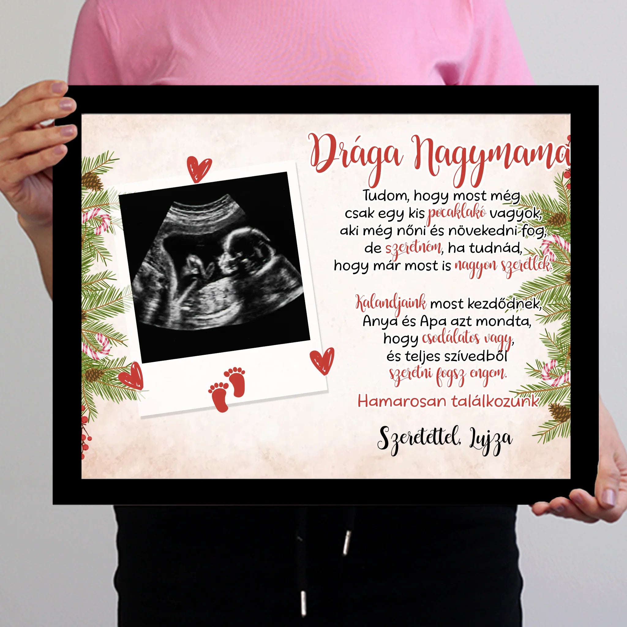 Ultrahang fotós ajándék falikép szerkeszthető felirattal