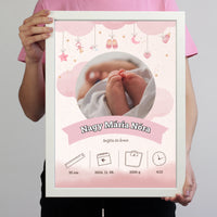 Megérkeztem falikép adatokkal babaköszöntő ajándék szülőknek