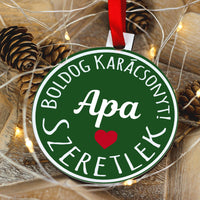 Egyedi neves kör alakú karácsonyfadísz