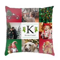 Karácsonyi fullprint párna családnévvel és 4 képpel