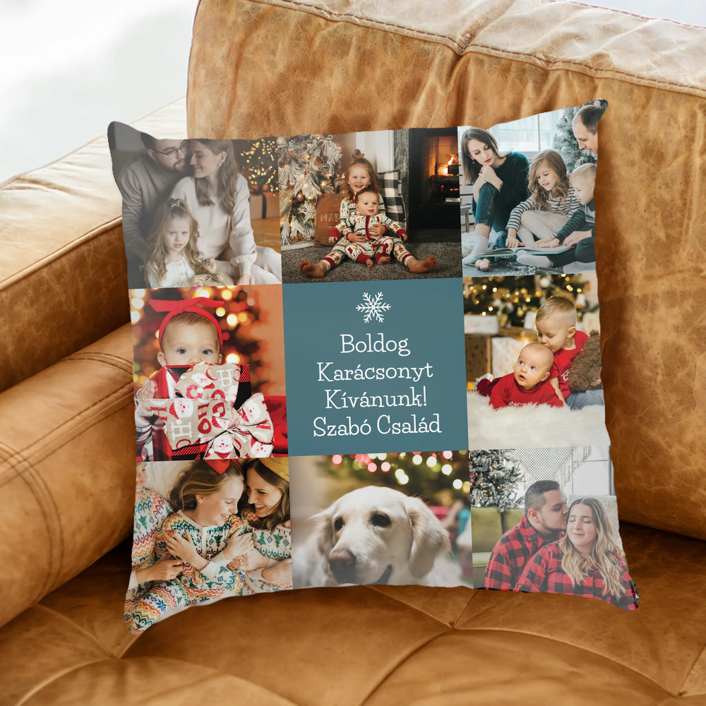 Egyedi képes karácsonyi fullprint párna 8 képpel