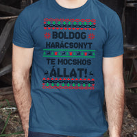 Boldog Karácsonyt te mocskos állat - vicces karácsonyi férfi póló