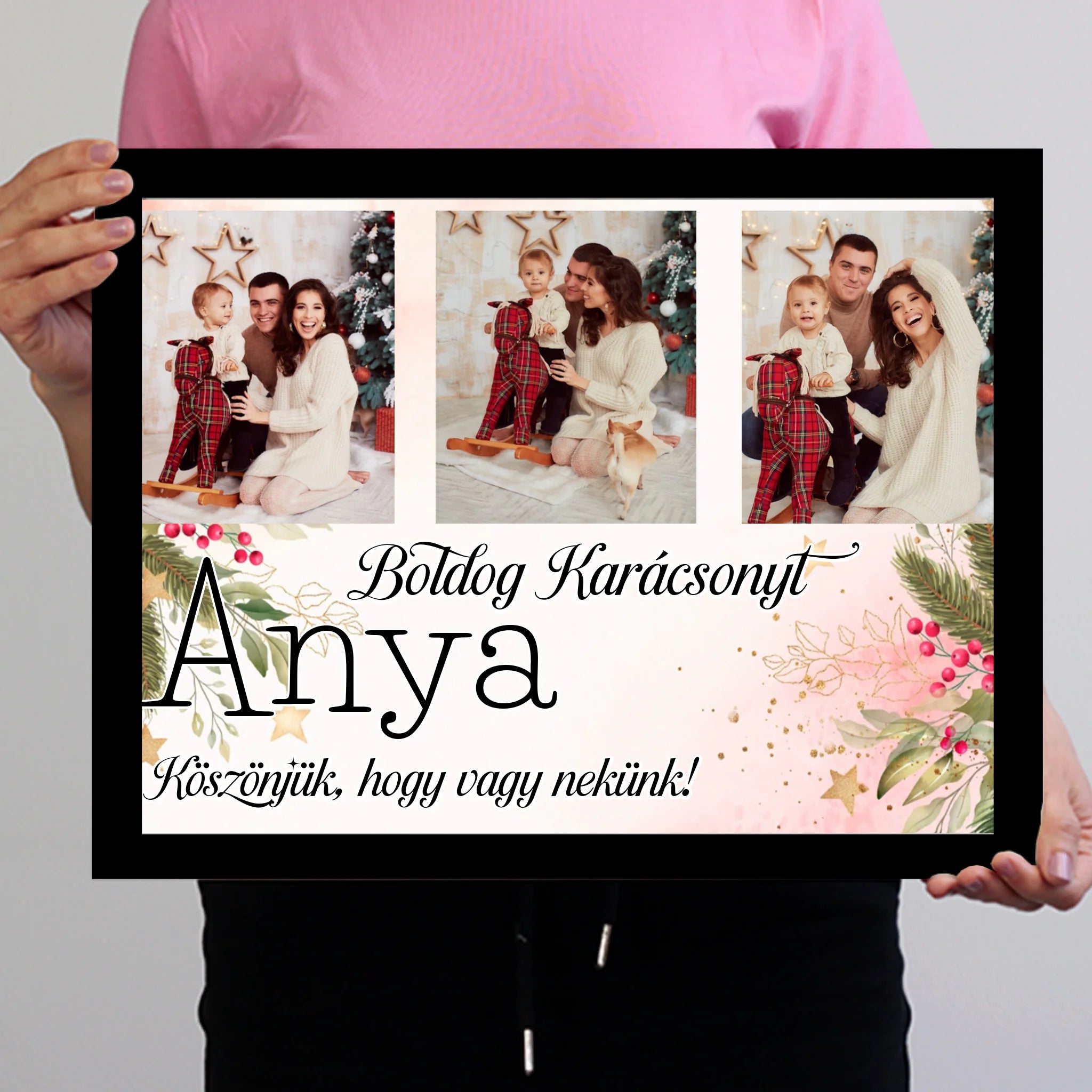 Karácsonyi ajándék anyáknak - egyedi képes falikép szerkeszthető felirattal