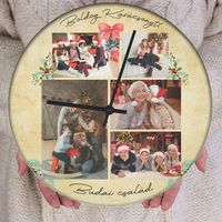 Egyedi képes karácsonyi ajándék óra szerkeszthető felirattal