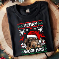 Merry Woofmass Karácsonyi Póló Gazdiknak választható kutyával -egyedi ajándék nőknek