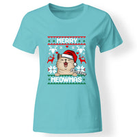 Merry Meowmass Karácsonyi Póló Gazdiknak választható macskával -egyedi ajándék nőknek