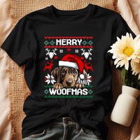 Merry Woofmass Karácsonyi Póló Gazdiknak választható kutyával -egyedi ajándék nőknek