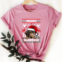 Merry Woofmass Karácsonyi Póló Gazdiknak választható kutyával -egyedi ajándék nőknek