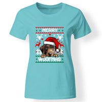 Merry Woofmass Karácsonyi Póló Gazdiknak választható kutyával -egyedi ajándék nőknek
