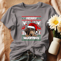 Merry Woofmass Karácsonyi Póló Gazdiknak választható kutyával -egyedi ajándék nőknek
