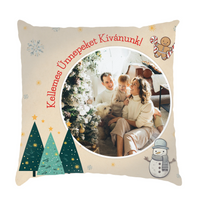 Családi fotós karácsonyi fullprint párna - egyedi felirattal