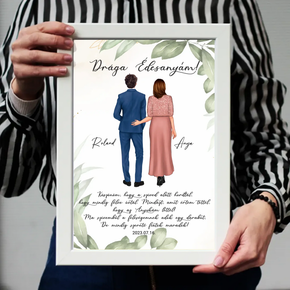 Drága Édesanyám falikép - személyre szabható esküvői köszönőajándék anyukáknak fiútól