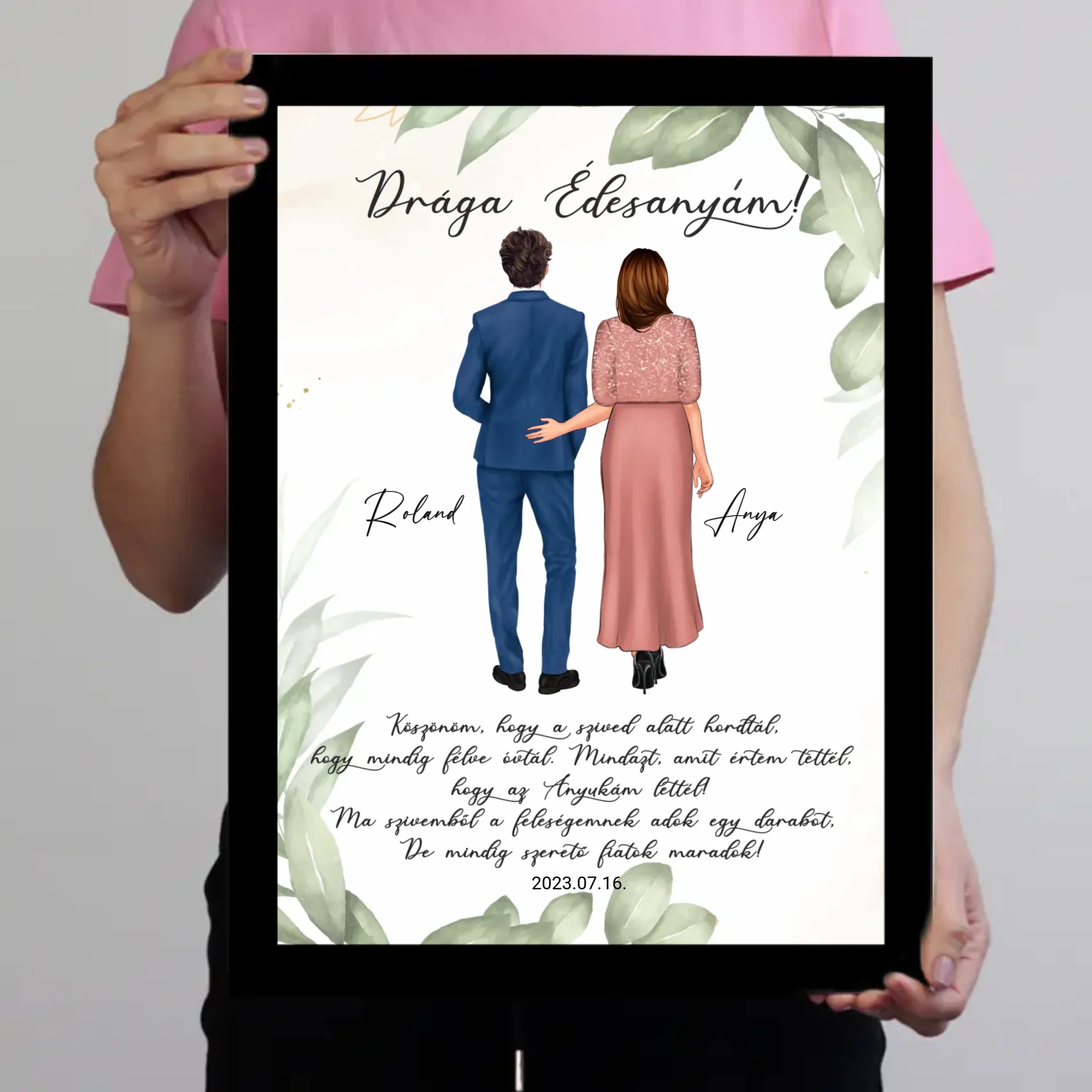 Drága Édesanyám falikép - személyre szabható esküvői köszönőajándék anyukáknak fiútól