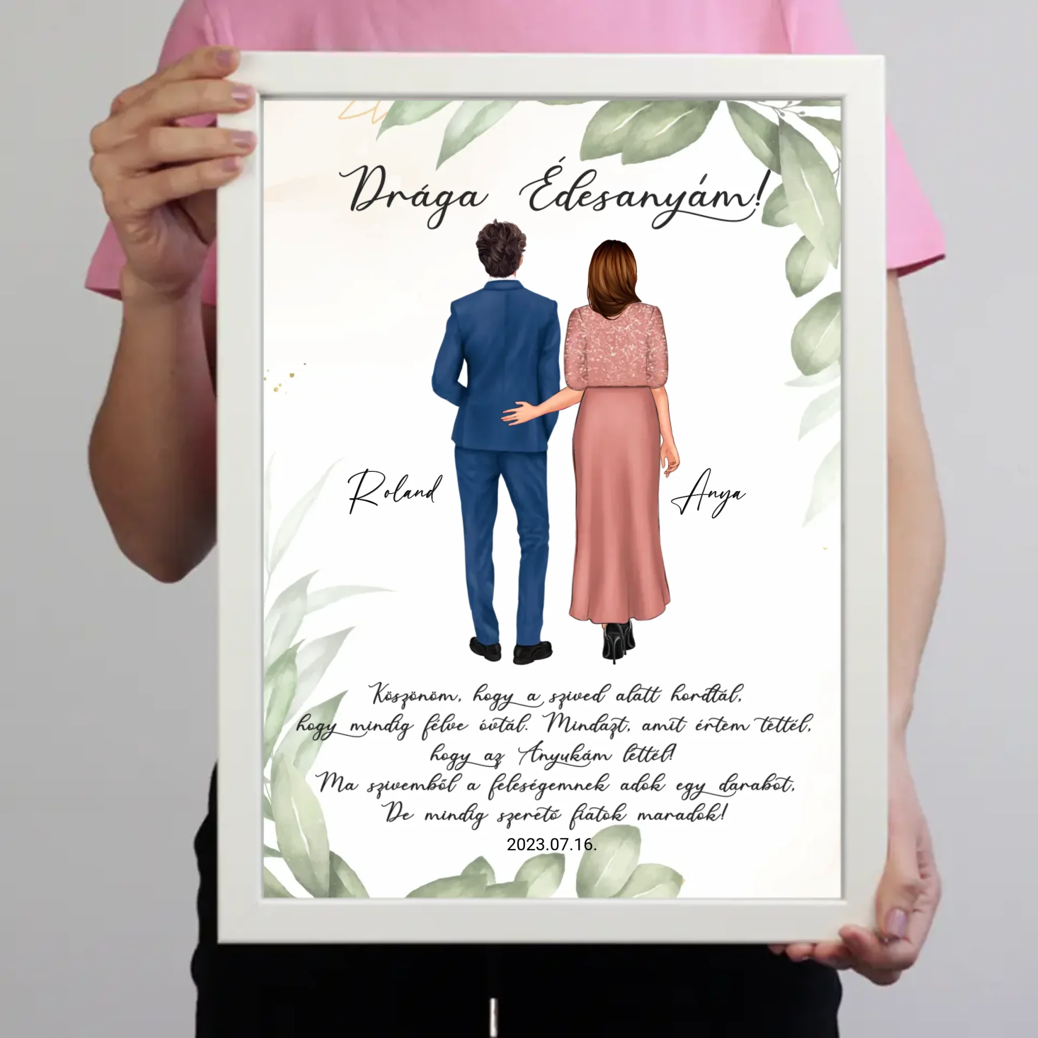 Drága Édesanyám falikép - személyre szabható esküvői köszönőajándék anyukáknak fiútól