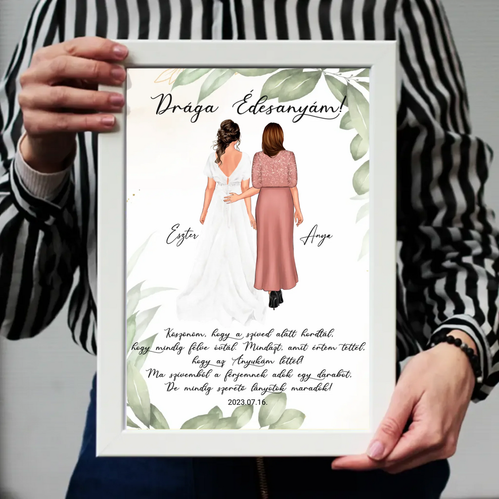 Drága Édesanyám falikép - személyre szabható esküvői köszönőajándék anyukáknak